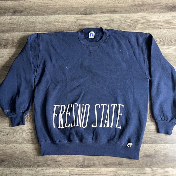 VTG Fresno State University Sweatshirt Mens XL California Distressed Made in USA - Picture 1 of 15